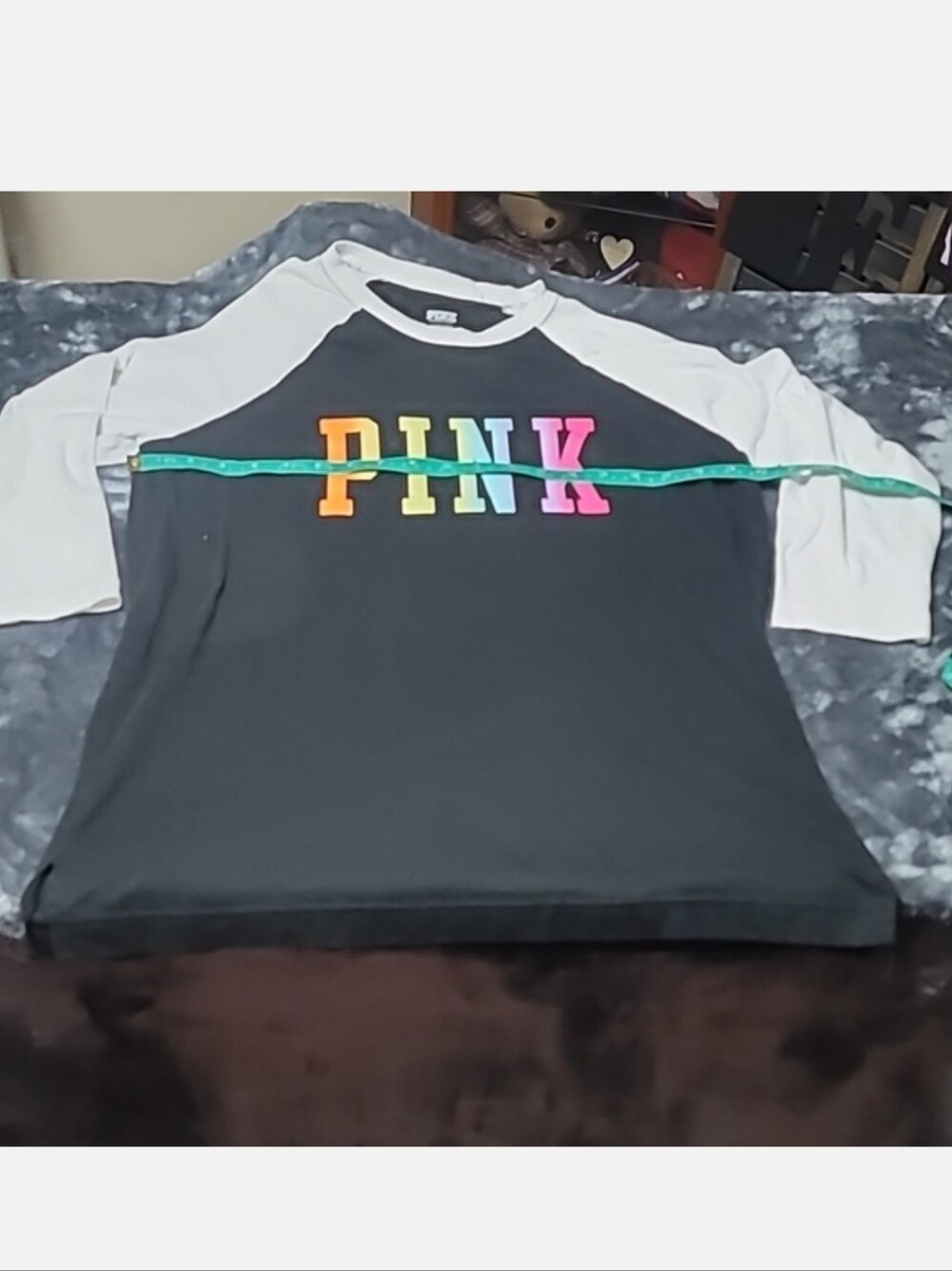 Victoria's secret pink cotton campus baseball t-shirt SMALL OVERSIZED